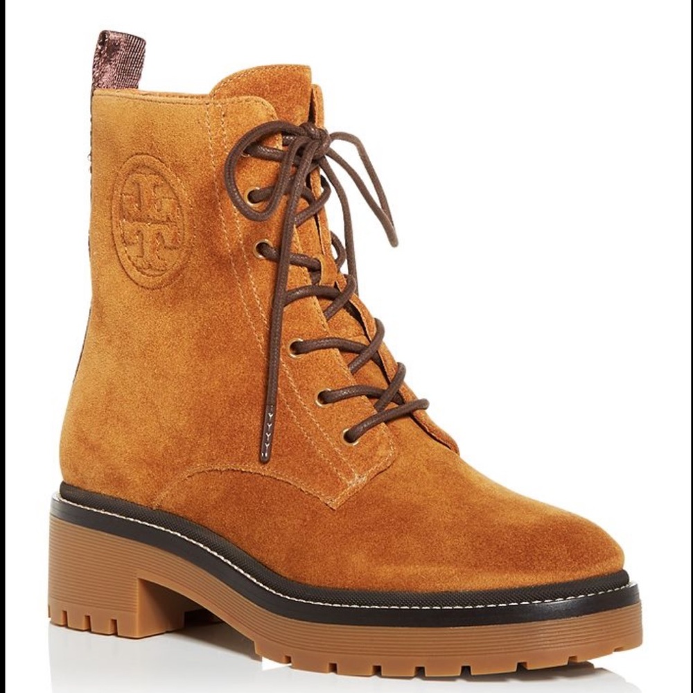 Tory Burch Tan Suede Combat Boots